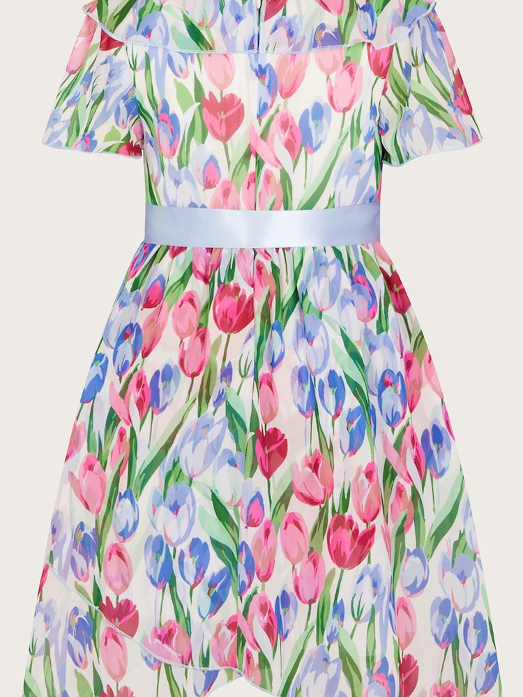 Monsoon Red Tulip Wrap Chiffon Dress - Image 2 of 3