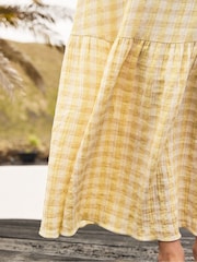 Ro&Zo Yellow Cheesecloth Check Tiered Dress - Image 3 of 4