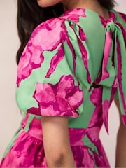 Ro&Zo Green & Pink Seraphina Puff Sleeve Dress - Image 3 of 5