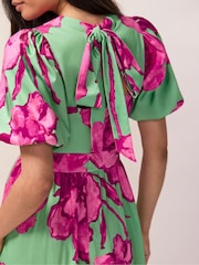 Ro&Zo Green & Pink Seraphina Puff Sleeve Dress - Image 4 of 5