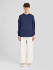 Lyle & Scott Blue Plain Long Sleeve  T-Shirt - Image 2 of 7