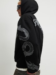 River Island Black Oversized Dragon Embroidered Hoodie - Image 4 of 4