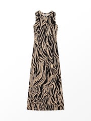 Ro&Zo Black Zebra Print Seam Detail Jersey Dress - Image 5 of 5