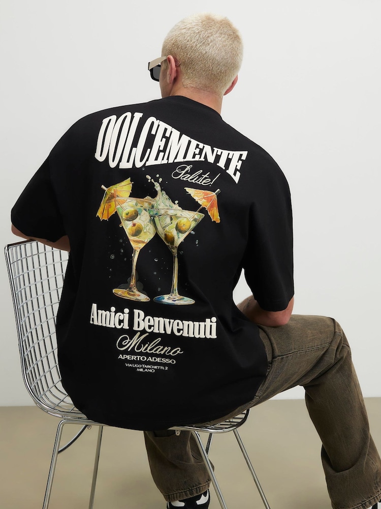 Black Dolcemente Cocktail - River Island Oversized Short Sleeve T-Shirt - صورة 2 من 2