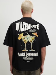 Cocktail Dolcemente negru - Tricou oversize cu mânecă scurtă River Island - Imaginea 4 din 4