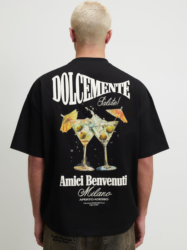 Cocktail Dolcemente negru - Tricou oversize cu mânecă scurtă River Island - Imaginea 4 din 4