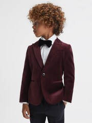 Reiss Bordeaux Apsara 3-9 yrs Slim Fit Velvet Single Breasted Blazer - Image 1 of 6