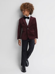 Reiss Bordeaux Apsara 3-9 yrs Slim Fit Velvet Single Breasted Blazer - Image 3 of 6