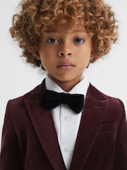 Reiss Bordeaux Apsara 3-9 yrs Slim Fit Velvet Single Breasted Blazer - Image 4 of 6
