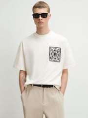 River Island White Oversized Floral Pocket T-Shirt - Image 1 of 4