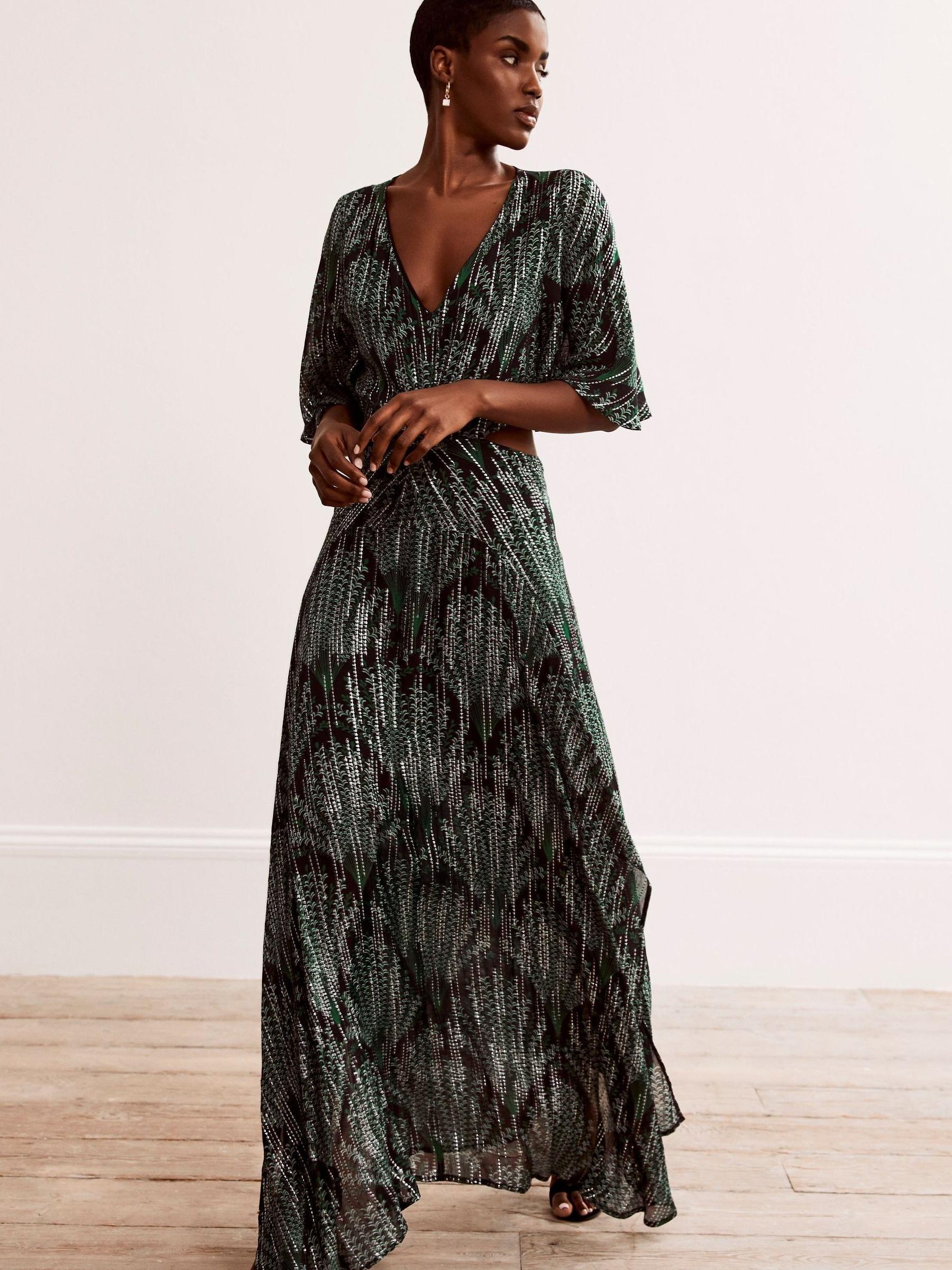 green long sleeve off the shoulder dress Dark Green Off-the-Shoulder Pleated Long Prom Dress-Bridelily