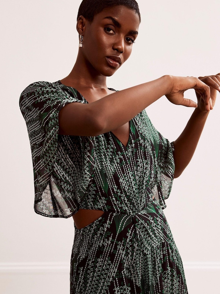 Mint Velvet Green Lexi Print Cut Out Maxi Dress - Image 2 of 4