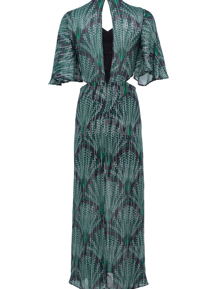Mint Velvet Green Lexi Print Cut Out Maxi Dress - Image 4 of 4