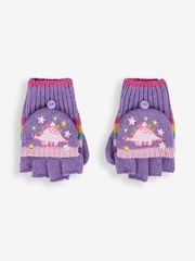 JoJo Maman Bébé Lilac Girls' Pretty Dinosaur Striped Gloves - Image 1 of 4