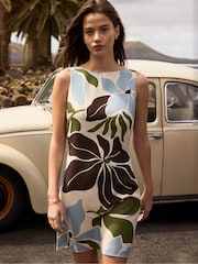 Ro&Zo Blue Petite Stencil Floral Print Mini Dress - Image 2 of 4