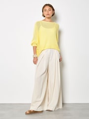 Apricot Yellow Lightweight Knit Oversized Batwing Top - Image 1 of 4