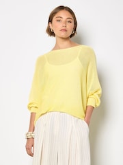 Apricot Yellow Lightweight Knit Oversized Batwing Top - Image 2 of 4