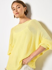 Apricot Yellow Lightweight Knit Oversized Batwing Top - Image 3 of 4