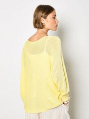 Apricot Yellow Lightweight Knit Oversized Batwing Top - Image 4 of 4