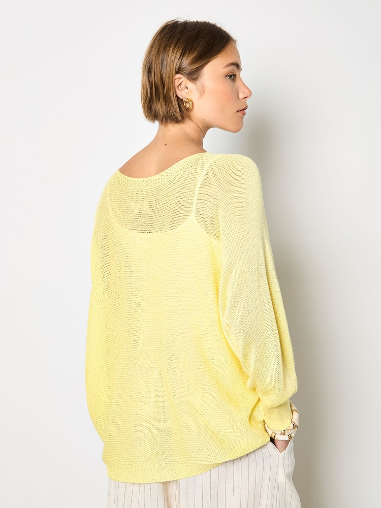 Apricot Yellow Lightweight Knit Oversized Batwing Top - Image 4 of 4