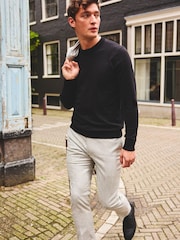 Black Regular Cotton Rich Knitted Crew Neck Jumper - Image 7 of 12