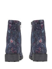 Pavers Blue Floral Print Lace-Up Ankle Boots - Image 3 of 5