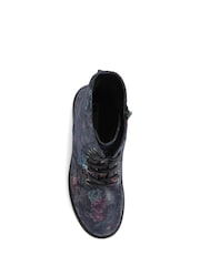 Pavers Blue Floral Print Lace-Up Ankle Boots - Image 4 of 5