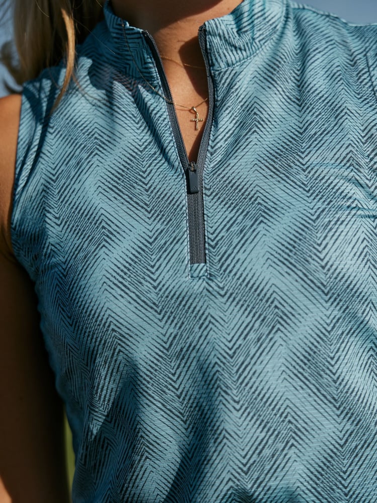 adidas Golf Womens Ultimate365 Ottoman Printed Sleeveless Polo Blouse - Image 2 of 8