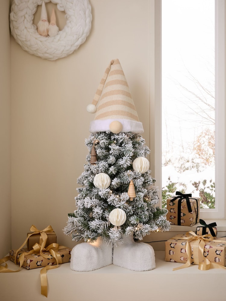 White Snowy Lit Gonk 3ft Christmas Tree - Image 1 of 6