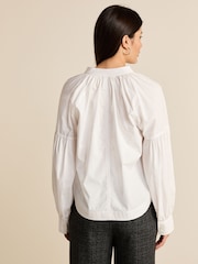 White Long Sleeve Cotton Poplin Blouse - Image 3 of 6