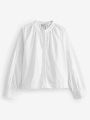White Long Sleeve Cotton Poplin Blouse - Image 5 of 6