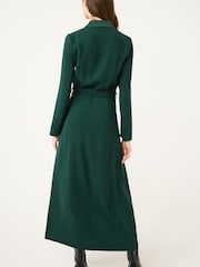 Green Tailored Crepe Long Sleeve Wrap Dress - Image 3 of 6