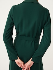 Green Tailored Crepe Long Sleeve Wrap Dress - Image 4 of 6