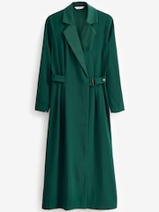 Green Tailored Crepe Long Sleeve Wrap Dress - Image 5 of 6