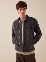 Smoke Grey Denim Trucker Jacket - Image 1 of 10