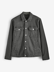 Smoke Grey Denim Trucker Jacket - Image 6 of 10