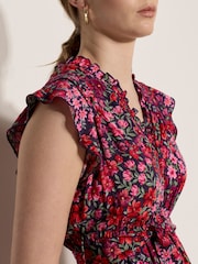 Apricot Purple Ruffle Floral Patchwork Mini Dress - Image 3 of 5