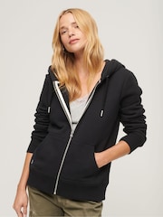 Superdry Black Essential Logo Zip Hoodie - Image 1 of 6
