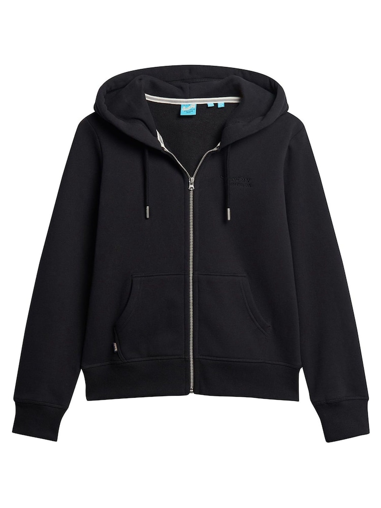Superdry Black Essential Logo Zip Hoodie - Image 4 of 6