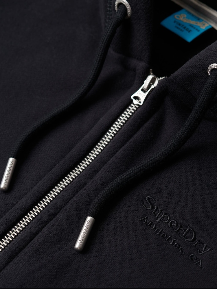 Superdry Black Essential Logo Zip Hoodie - Image 5 of 6