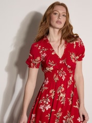 Apricot Red Watercolour Floral Maxi Dress - Image 2 of 4