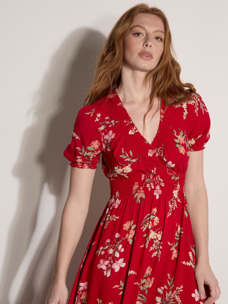Apricot Red Watercolour Floral Maxi Dress - Image 2 of 4