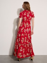 Apricot Red Watercolour Floral Maxi Dress - Image 3 of 4