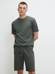 River Island Green Slim Fit Interlock T-Shirt - Image 1 of 4
