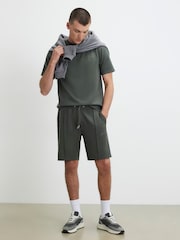 River Island Green Slim Fit Interlock T-Shirt - Image 2 of 4