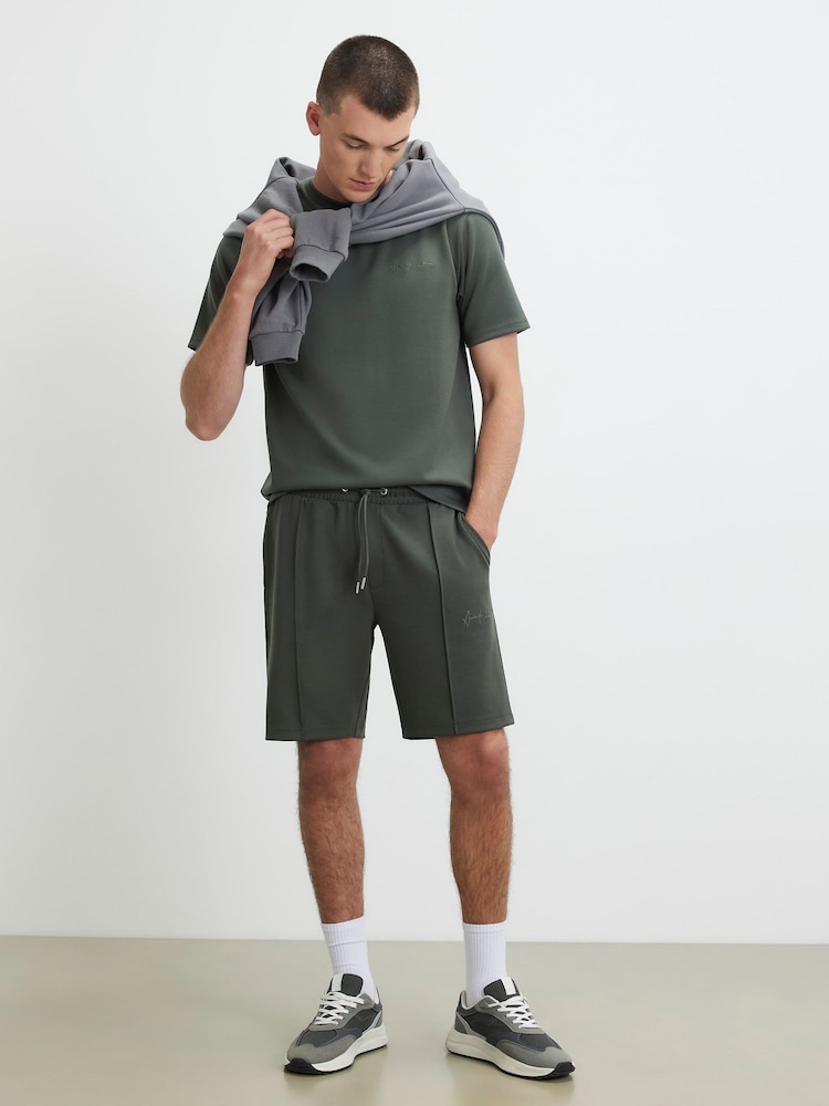 River Island Green Slim Fit Interlock T-Shirt - Image 2 of 4