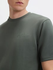 River Island Green Slim Fit Interlock T-Shirt - Image 4 of 4
