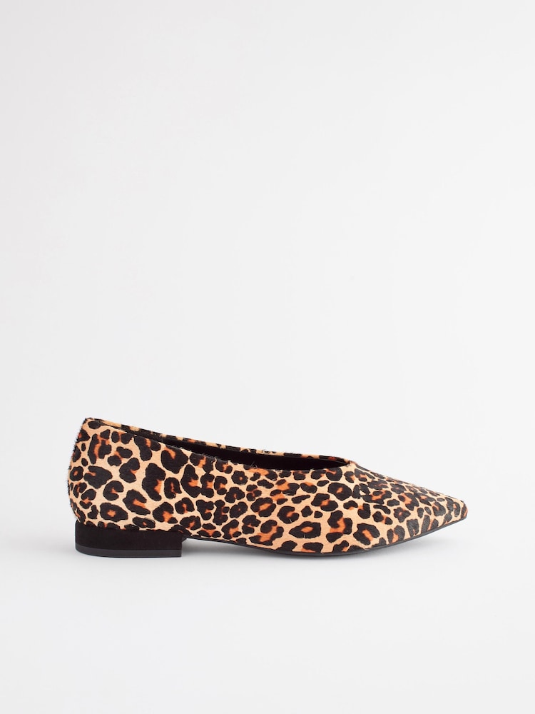Leopard Forever Comfort® Leather Point Toe Ballerina Shoes - Image 2 of 6