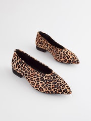 Leopard Forever Comfort® Leather Point Toe Ballerina Shoes - Image 3 of 6