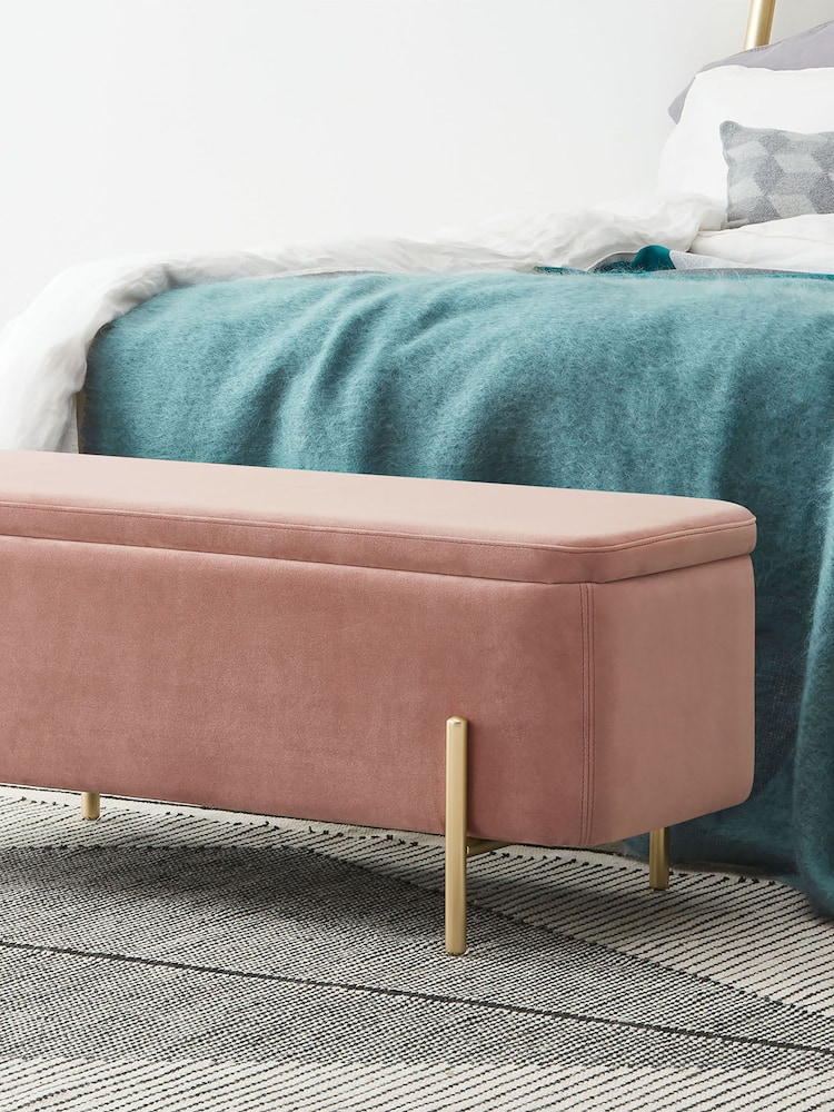 MADE.COM Blush Pink Asare Storage Ottoman Bench - Image 1 of 4